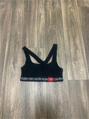 Calvin Klein Black and Red Bralette with 1981 Logo Band